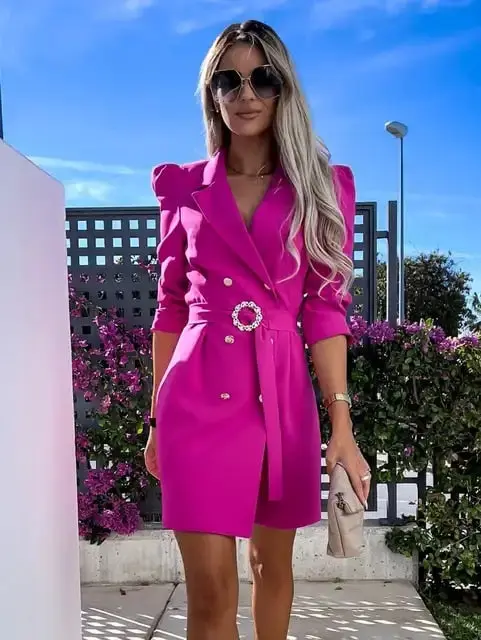 Jofiya - Robe chic manches longues Ceinture à la taille, coupe décontractée