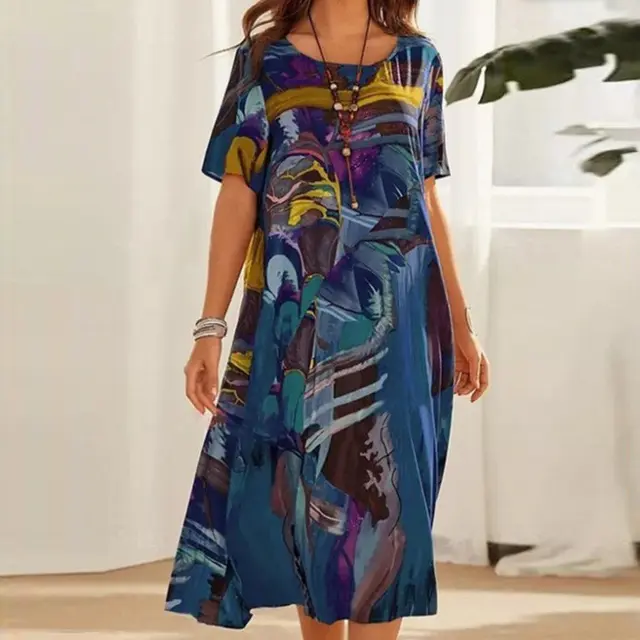 Julie - Robe tunique confortable à imprimé tropical