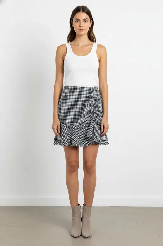 Jupe À Carreaux Bleue et Blanche - Taille M/38