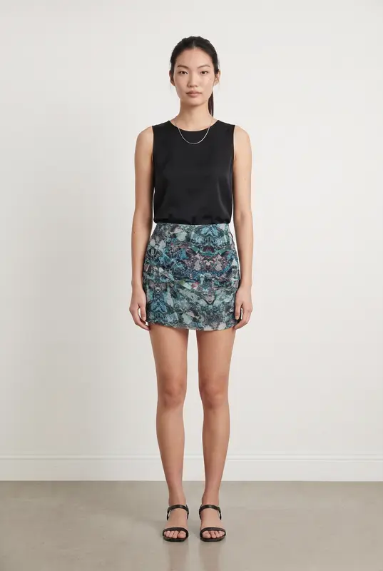 Jupe bleue à motifs - Taille M/38
