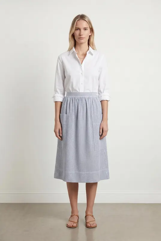 Jupe bleue rayée - Taille XS/34
