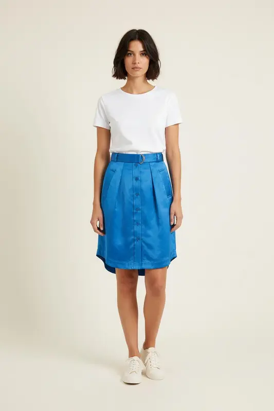 Jupe Boutonnée Bleue - Taille S/36