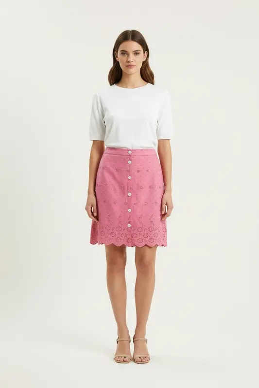 Jupe Brodée Rose - Taille M/38
