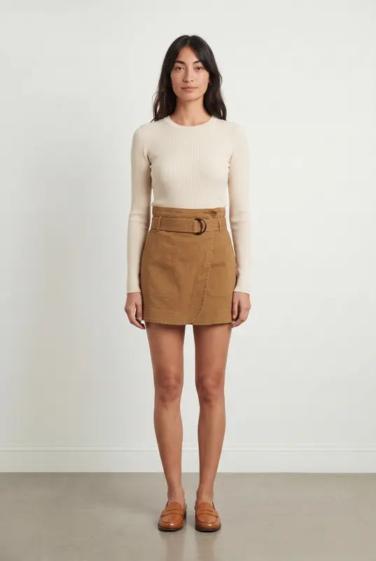 Jupe Ceinturée Beige - Taille M/38