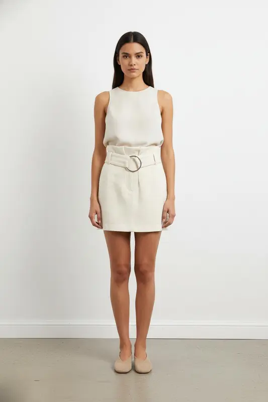 Jupe Ceinturée Beige - Taille S/36
