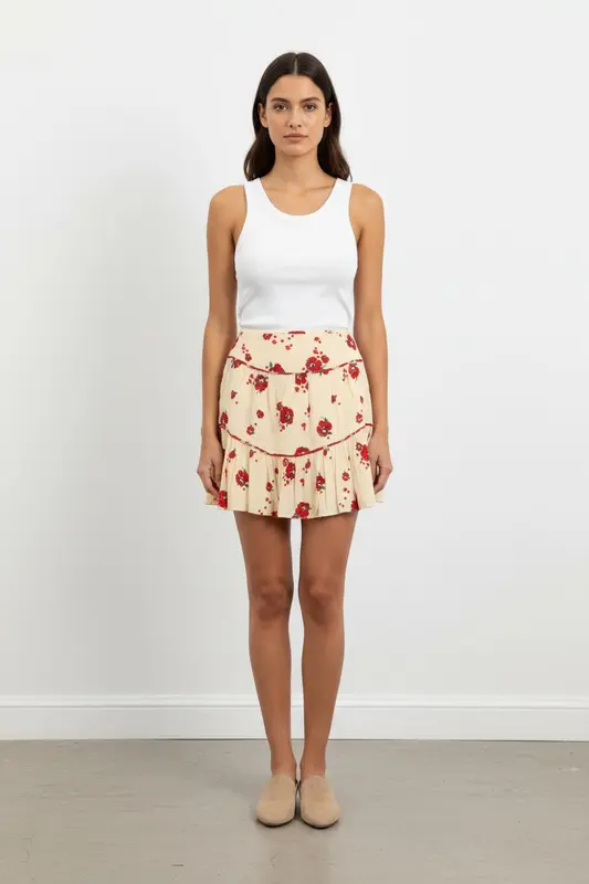 Jupe Courte Blanche et Rouge - Taille XS/34