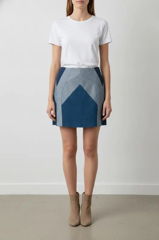 Jupe Courte Bleu et Gris - Taille S/36