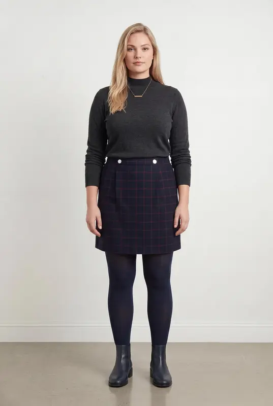Jupe Courte Bleu Marine et Rouge - Taille XL/42
