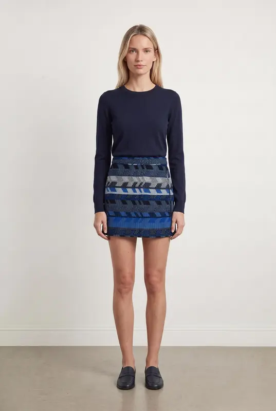 Jupe Courte Bleue et Noire - Taille XS/34