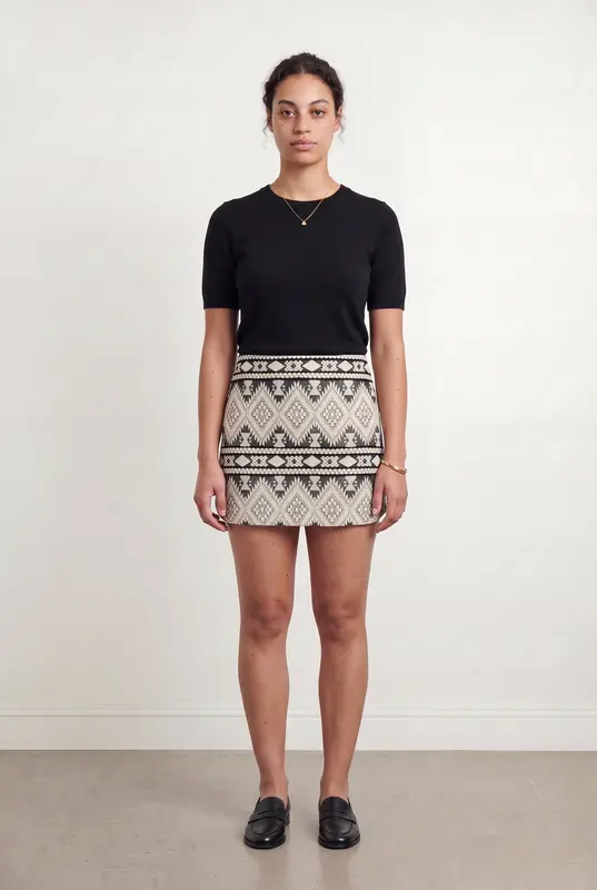 Jupe Courte Écrue et Noire - Taille L/40