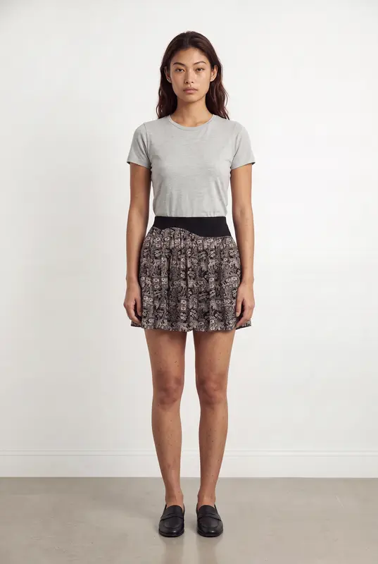 Jupe Courte Noire et Beige - Taille S/36