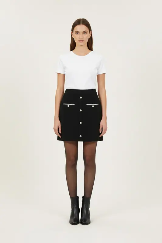 Jupe Courte Noire et Blanche - Taille S/36