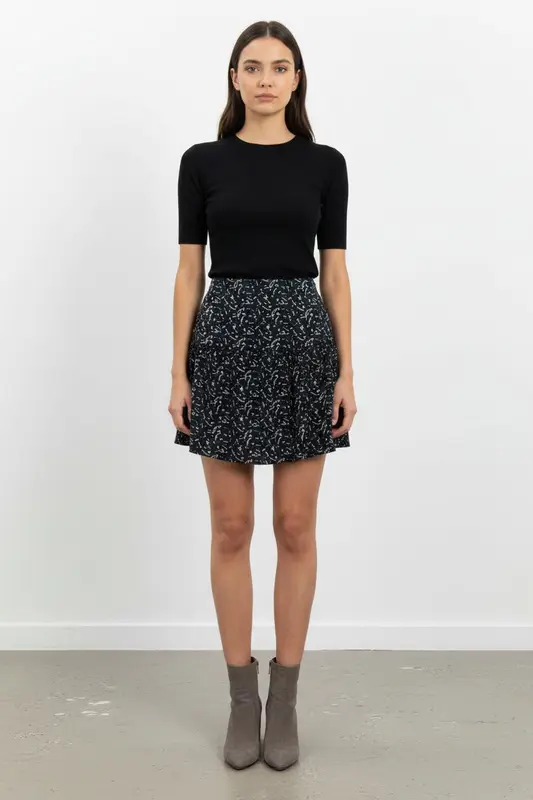 Jupe Courte Noire et Rose - Taille XS/34