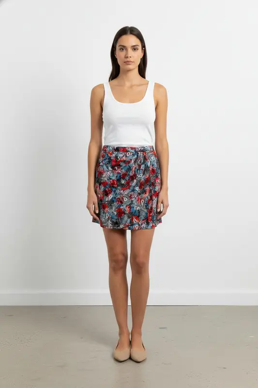 Jupe Courte Rouge et Bleue - Taille M/38