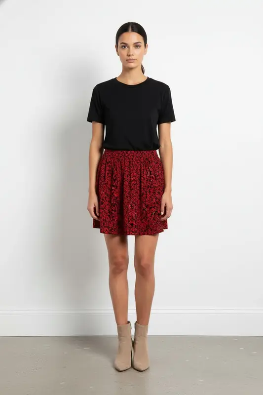 Jupe Courte Rouge et Noire - Taille S/36