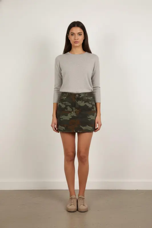 Jupe Courte Verte et Marron - Taille M/38