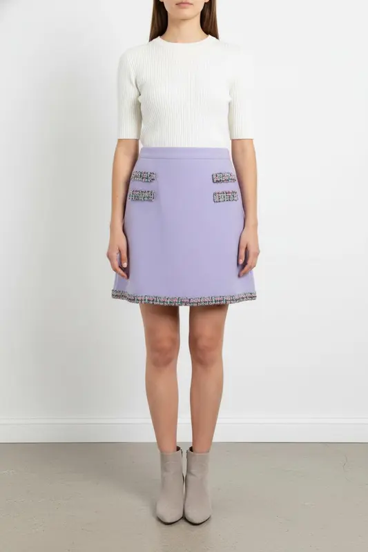 Jupe Courte Violette et Multicolore - Taille XL/42