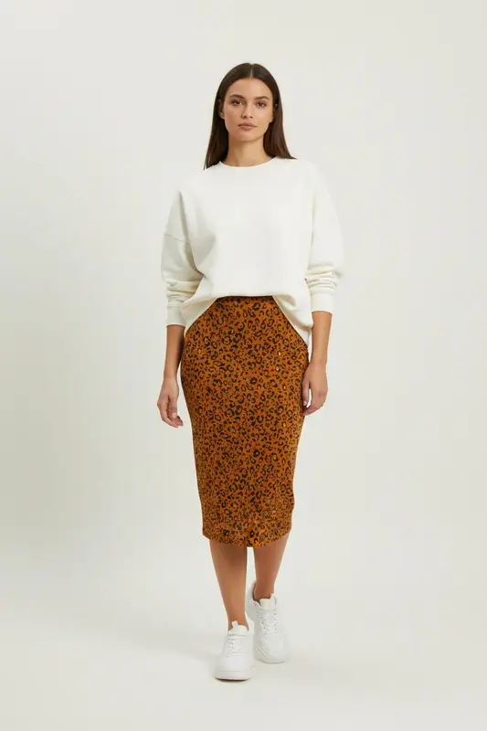 Jupe Crayon Orange et Noire - Taille M/38