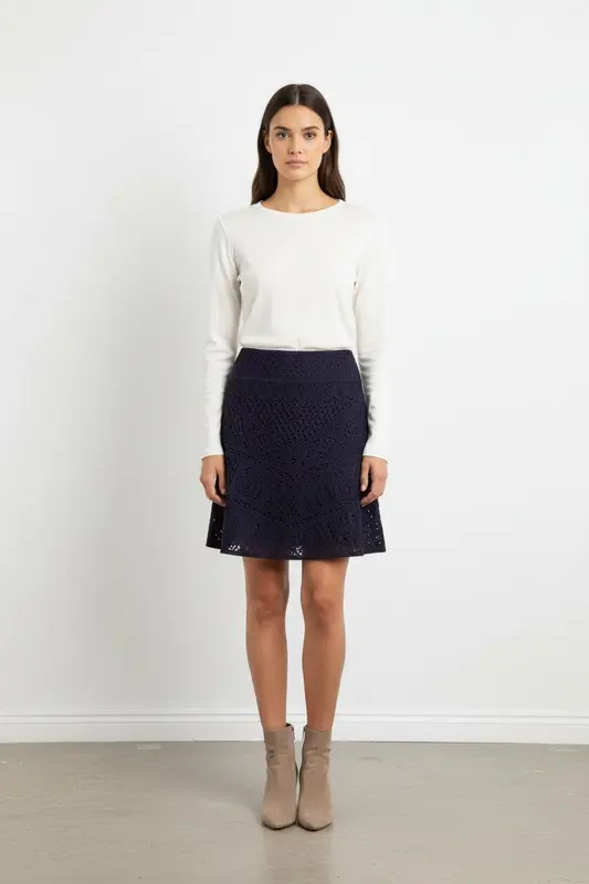 Jupe Dentelle Bleue - Taille XS/34