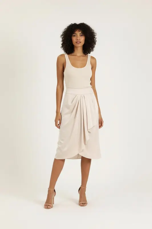 Jupe Drapée Beige - Taille S/36