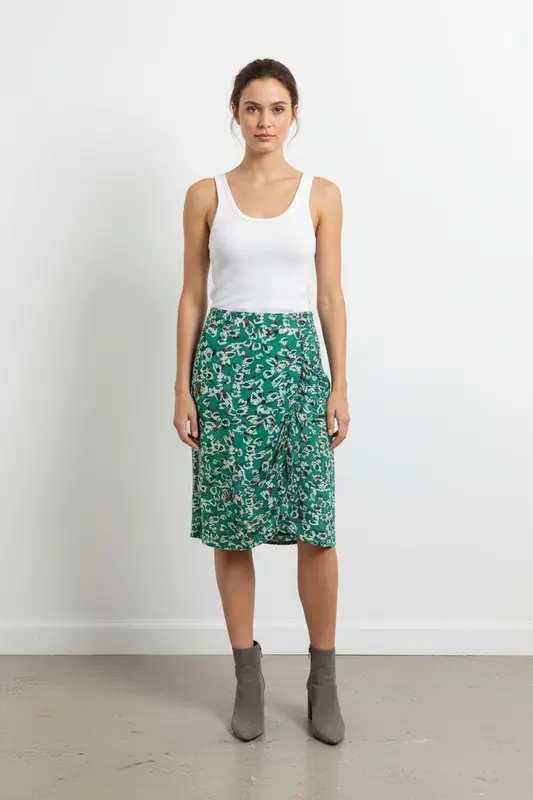 Jupe Drapée Verte - Taille S/36