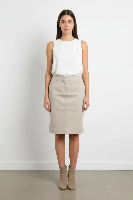 Jupe Droite Beige - Taille XL/42