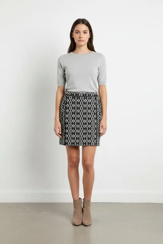 Jupe Droite Noire et Blanche - Taille S/36