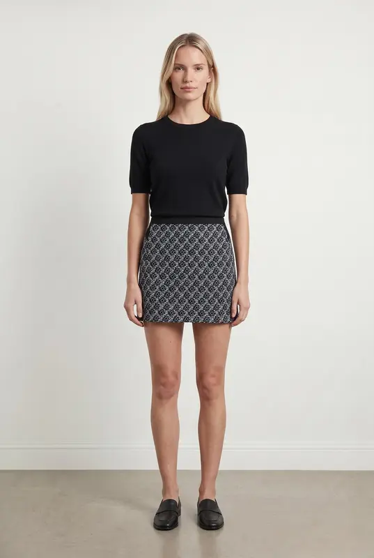 Jupe Droite Noire et Blanche - Taille XS/34