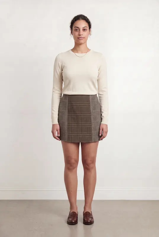 Jupe Écossaise Beige et Marron - Taille L/40