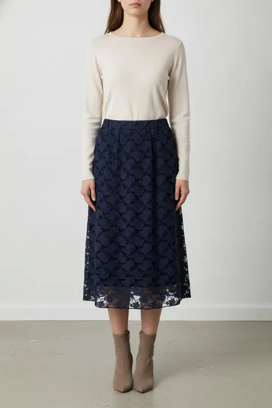 Jupe En Dentelle Bleue - Taille M/38