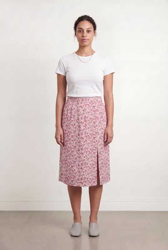 Jupe Imprimée Rose et Blanc - Taille L/40