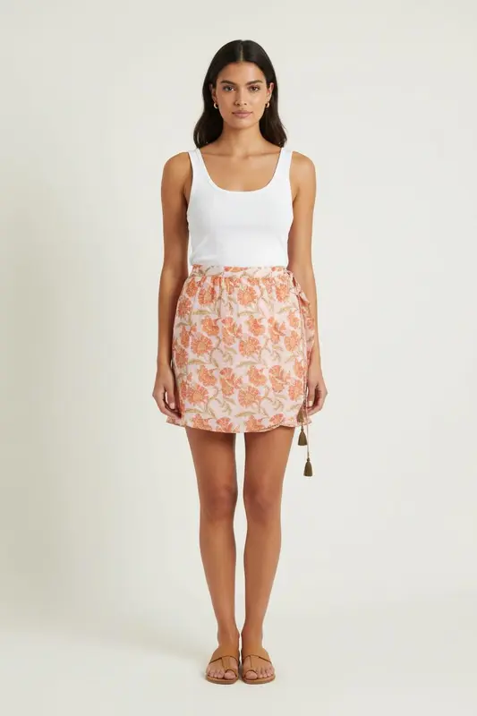 Jupe Imprimée Rose et Orange - Taille L/40