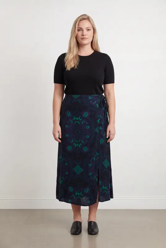 Jupe Imprimée Violette et Verte - Taille XL/42