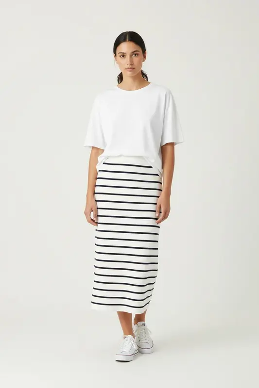 Jupe Longue Blanche et Noire - Taille S/36