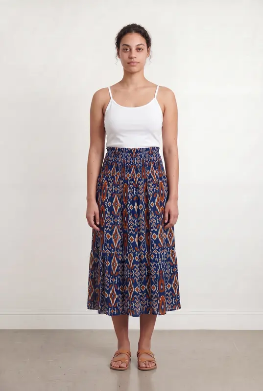Jupe Longue Bleu et Orange - Taille L/40