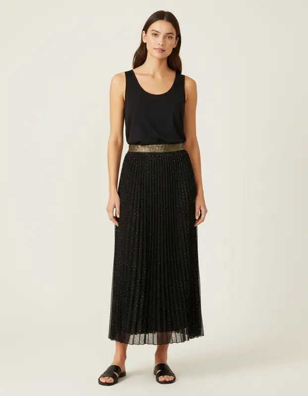Jupe longue noire à pois - Taille S/36
