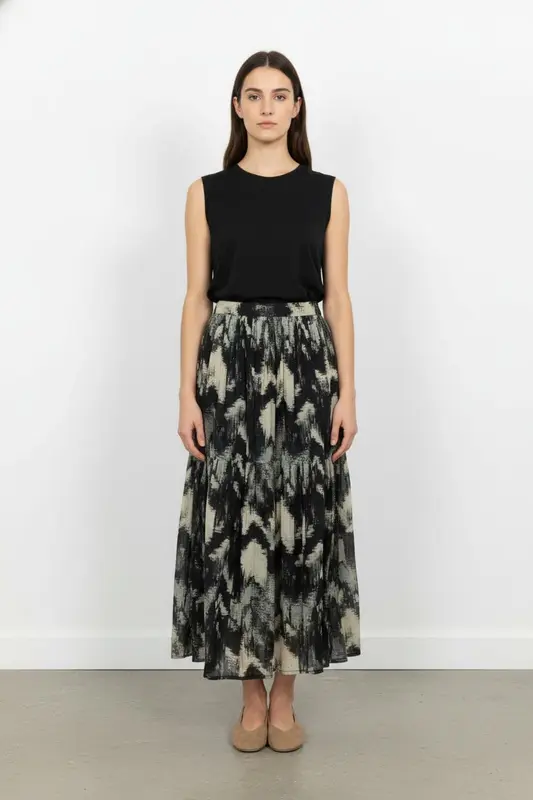 Jupe Longue Noire et Beige - Taille S/36