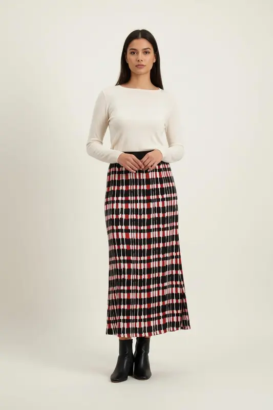Jupe Longue Noire et Bordeaux - Taille S/36