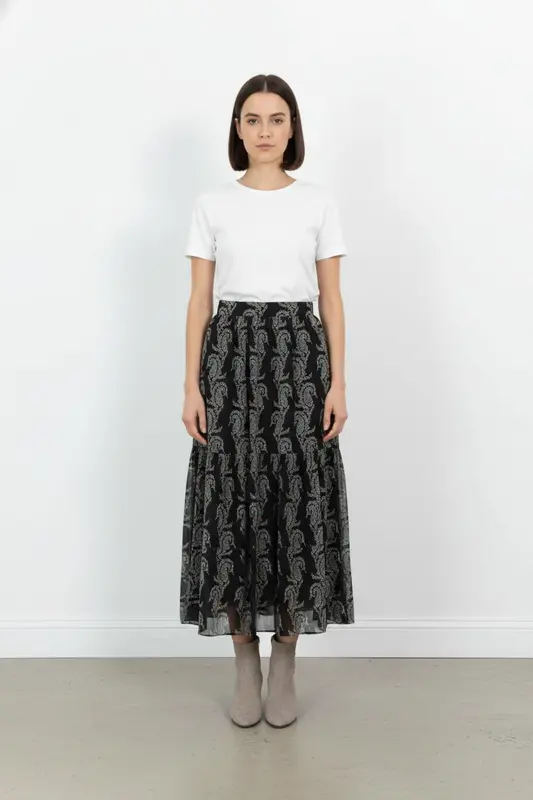 Jupe Longue Noire et Grise - Taille M/38