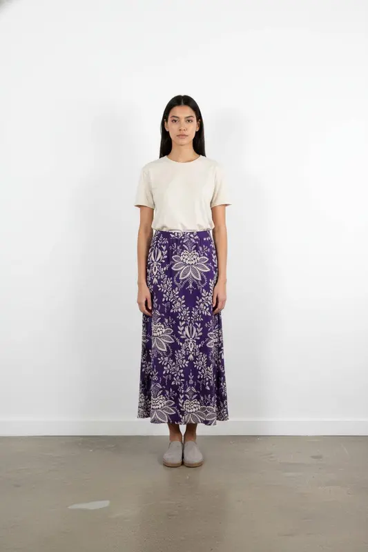 Jupe Longue Violette et Blanche - Taille XS/34