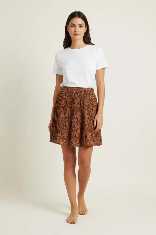 Jupe marron à motifs - Taille M/38