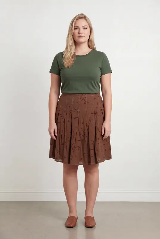 Jupe marron à motifs - Taille XL/42