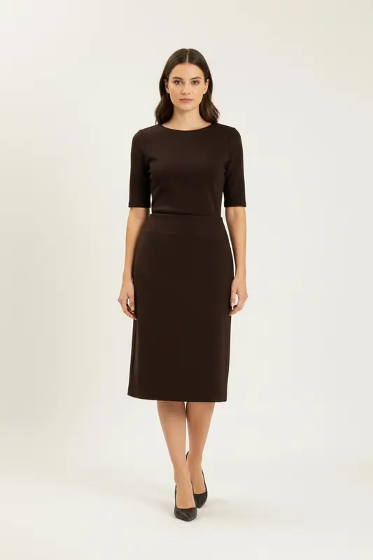 Jupe mi-longue marron - Taille M/38