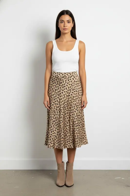 Jupe Midi Beige et Noire - Taille S/36
