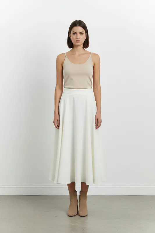 Jupe Midi Beige - Taille XS/34