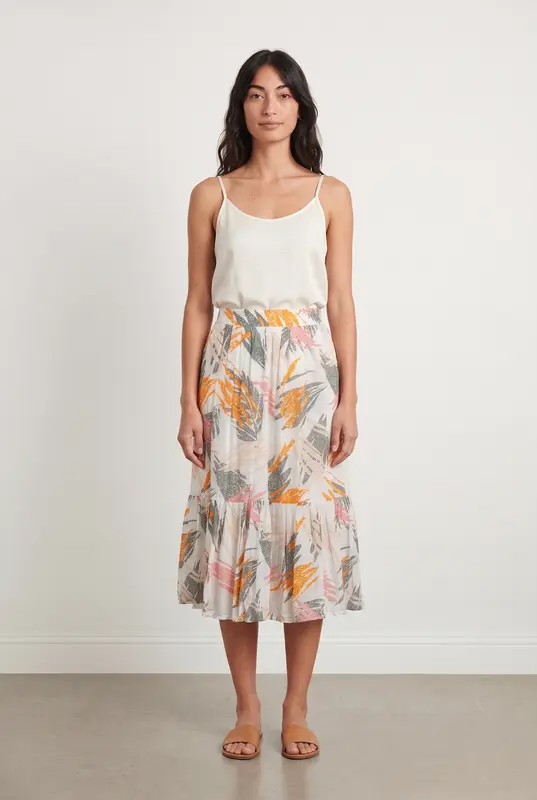 Jupe Midi Blanche et Orange - Taille XS/34
