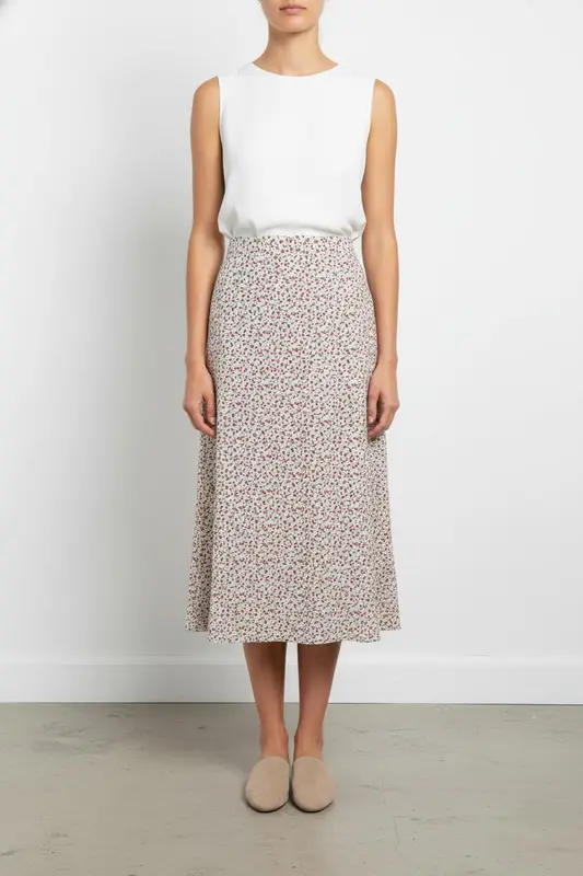 Jupe Midi Blanche et Rouge - Taille S/36
