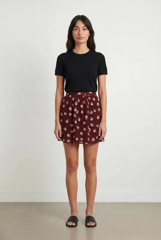 Jupe Midi Bordeaux et Blanche - Taille S/36