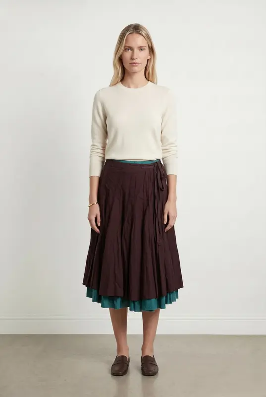 Jupe Midi Bordeaux et Verte - Taille M/38