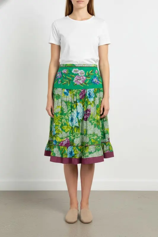 Jupe Midi Verte et Violette - Taille S/36